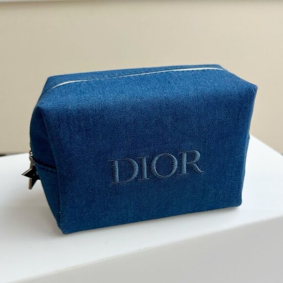DIOR Denim Cosmetic Pouch Beauty Bag - Picture 1 of 7